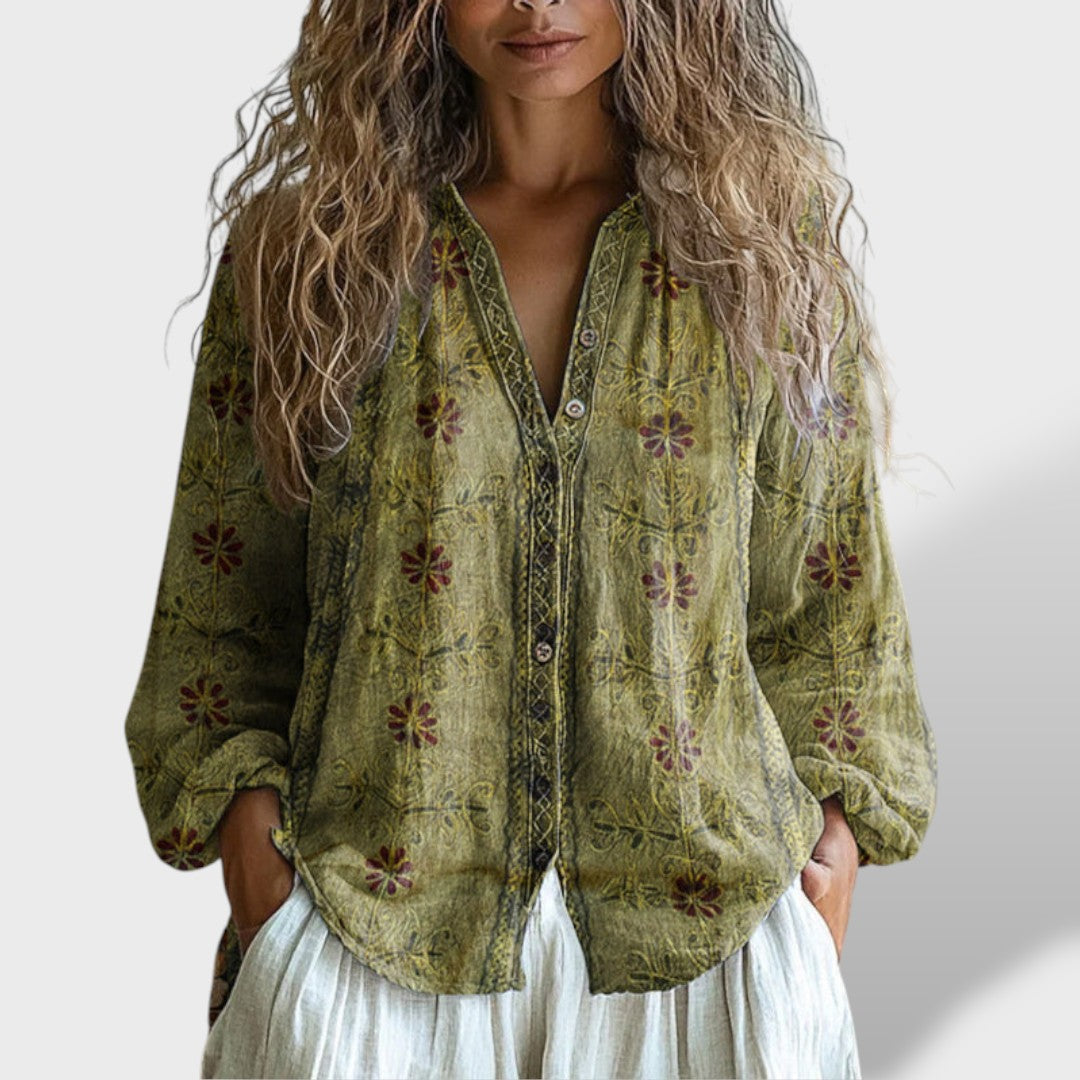Ámbar™ | Blusa Vintage Hojas