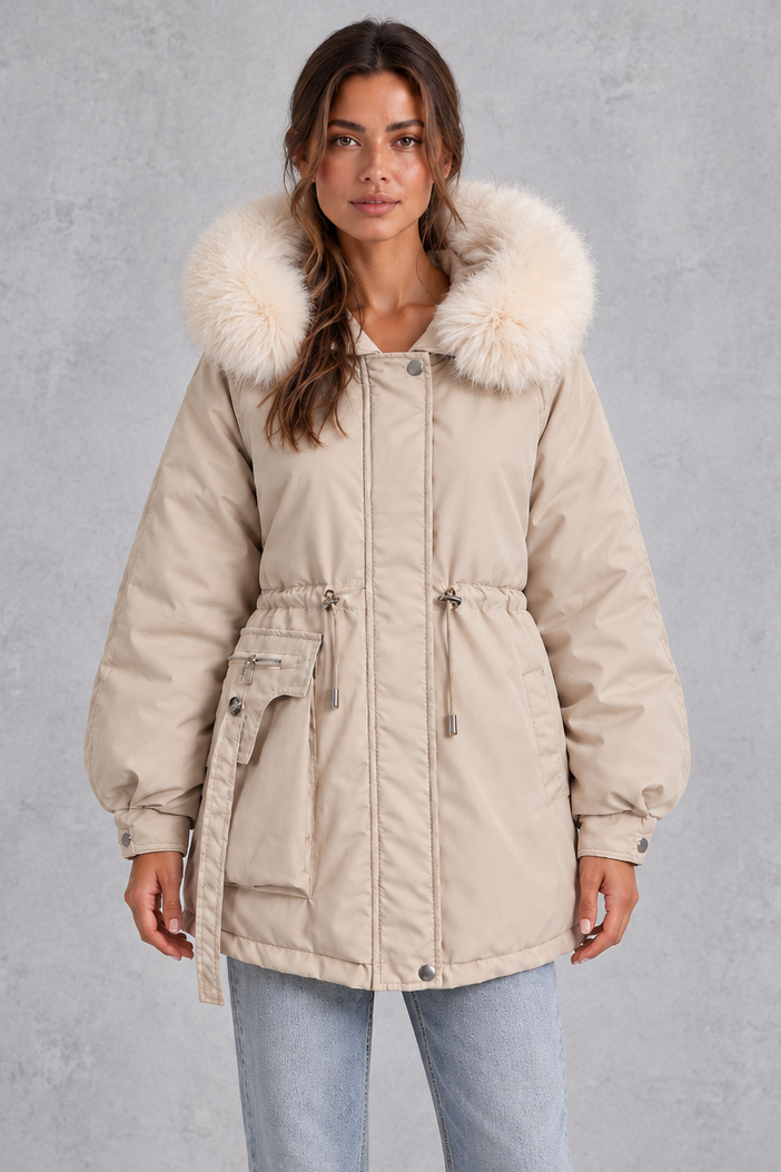 Parka con capucha de pelo sintético