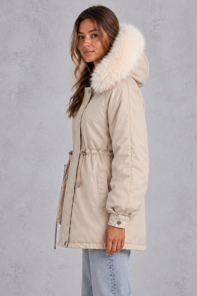 Parka con capucha de pelo sintético