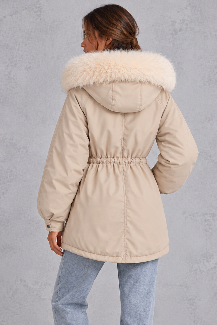 Parka con capucha de pelo sintético