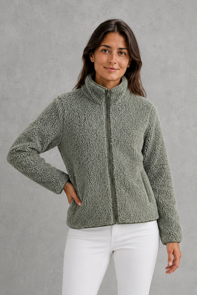 Chaqueta sherpa con cremallera