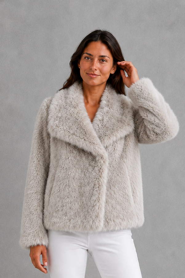 Chaqueta de Pelo Sintético Elegante