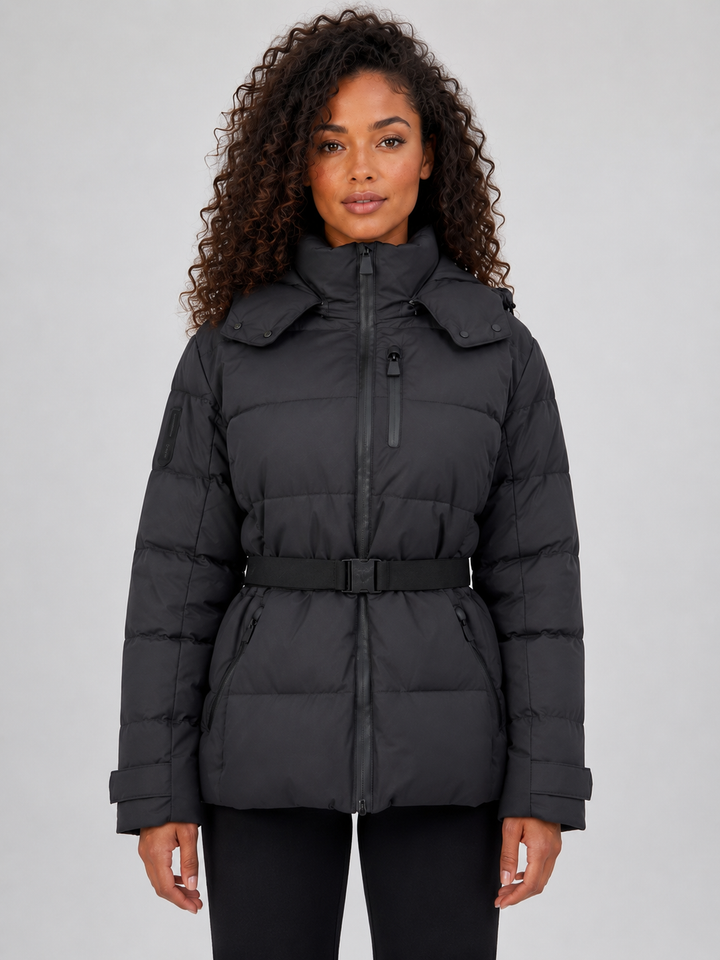 Chaqueta Acolchada con Capucha y Cinturón
