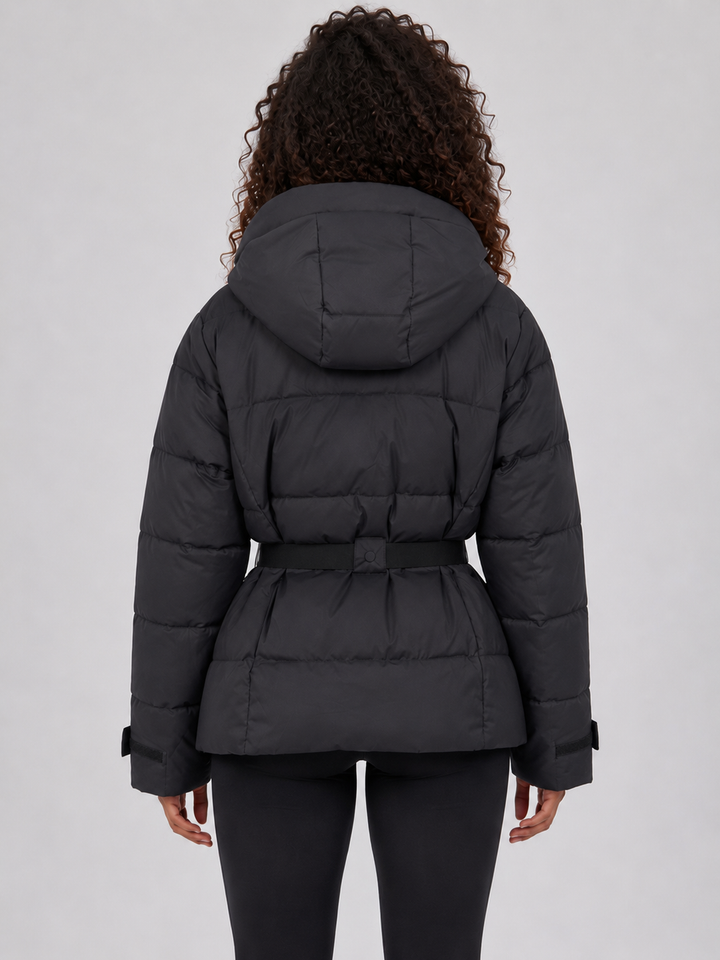Chaqueta Acolchada con Capucha y Cinturón