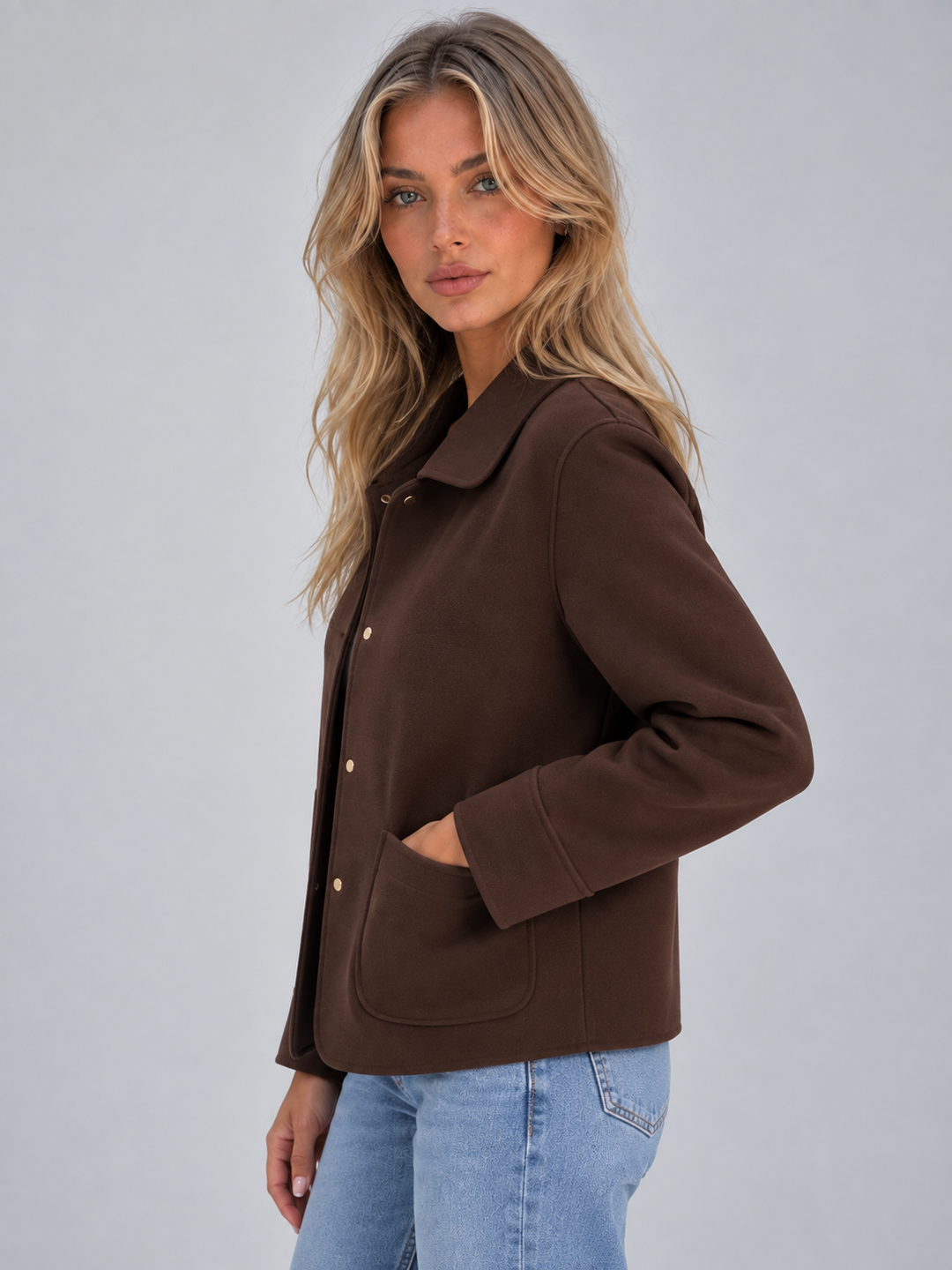 Chaqueta camisera con bolsillos mujer