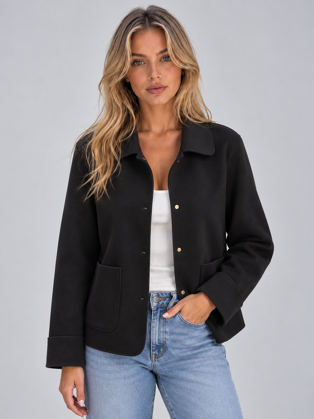 Chaqueta camisera con bolsillos mujer