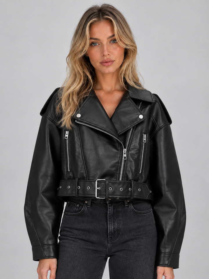 Chaqueta Biker Corta Efecto Piel