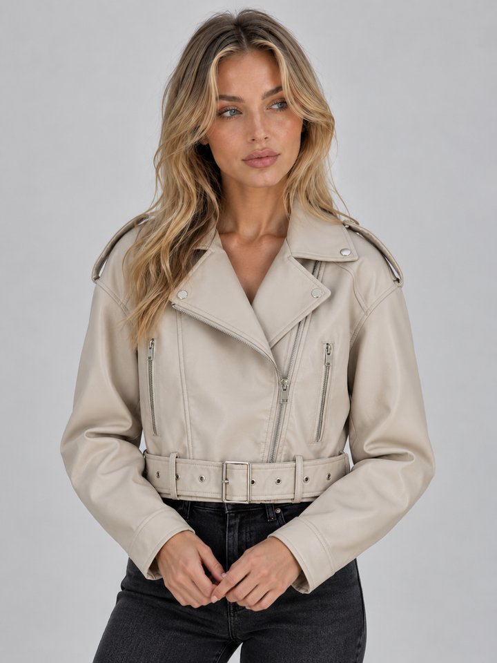 Chaqueta Biker Corta Efecto Piel