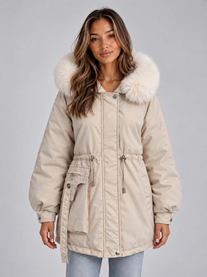 Parka con capucha y pelo sintético