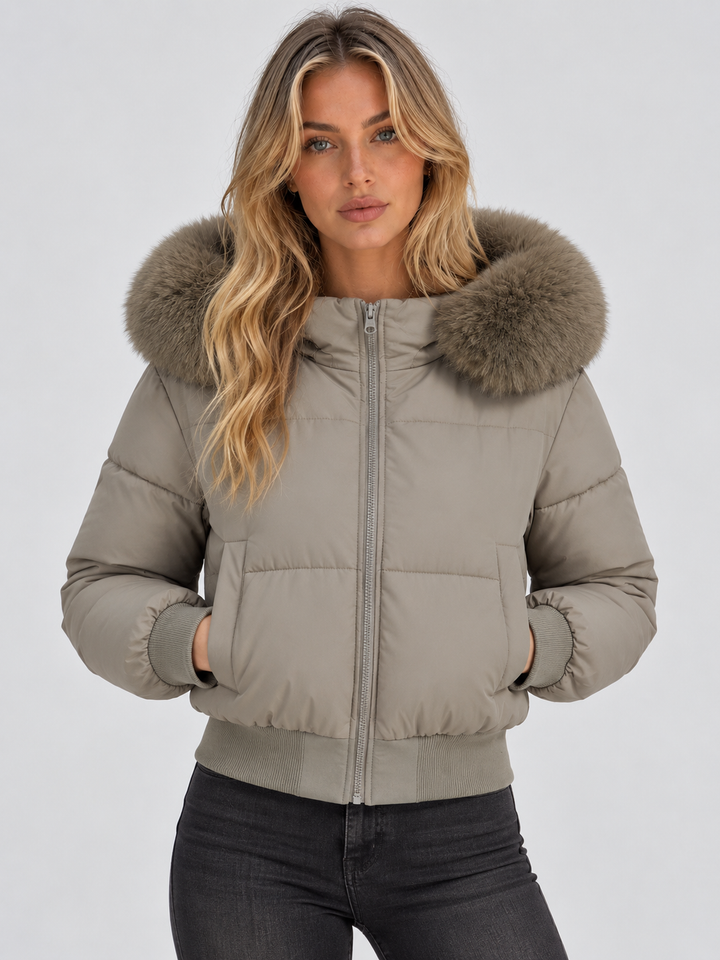 Chaqueta Acolchada con Cuello Sintético