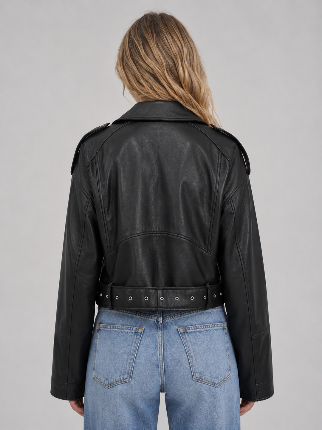 Chaqueta biker efecto piel femenina