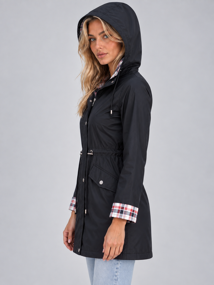 Parka larga antilluvia con capucha