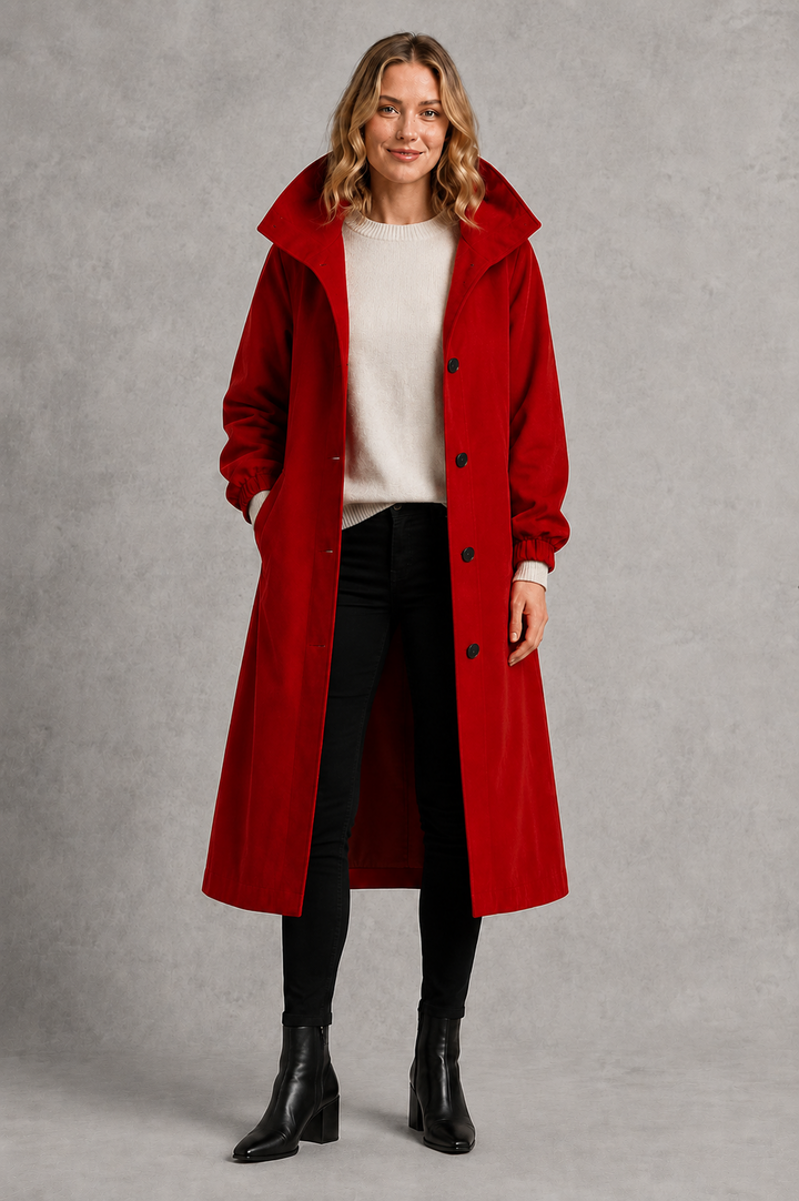 Trench impermeable largo con capucha