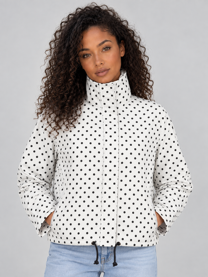 Chaqueta corta de lunares con cremallera