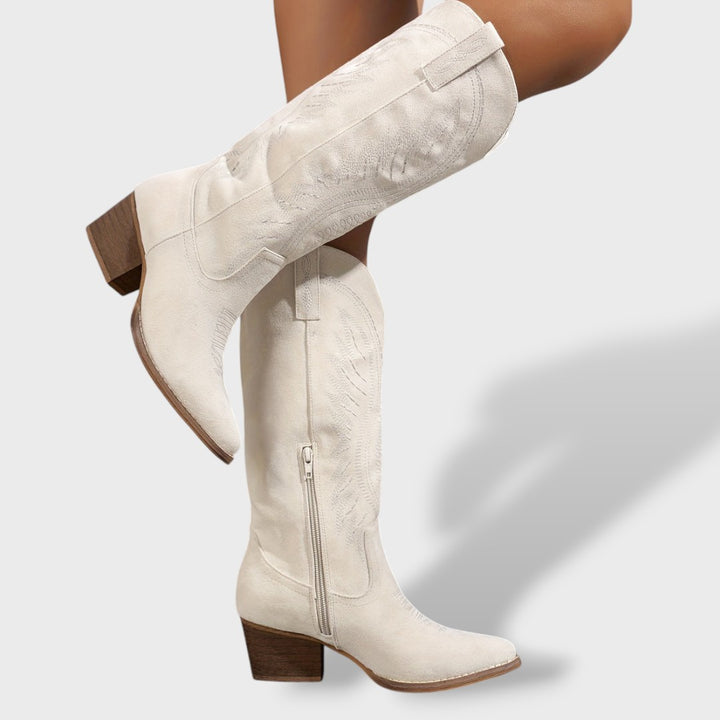 Botas Cowboy Ante Mujer Tacón Bloque