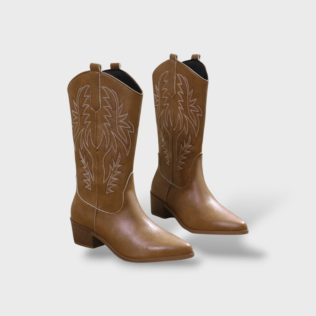 Botas Cowboy Retro Mujer Punta Fina