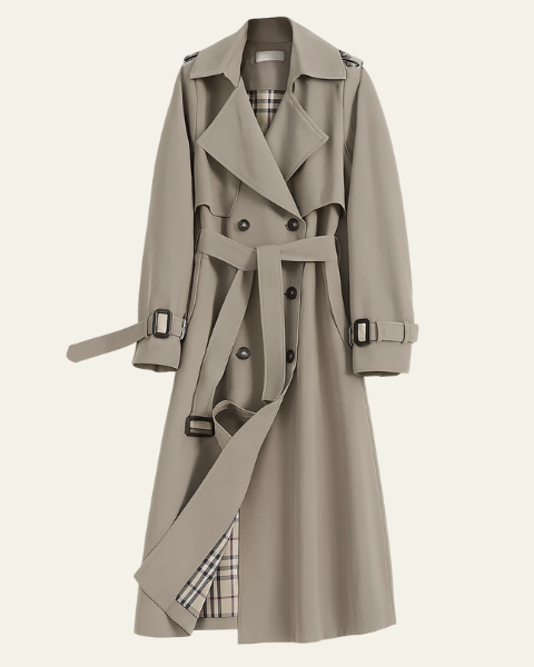 Trench clásico cruzado con cinturón