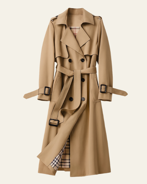 Trench clásico cruzado con cinturón