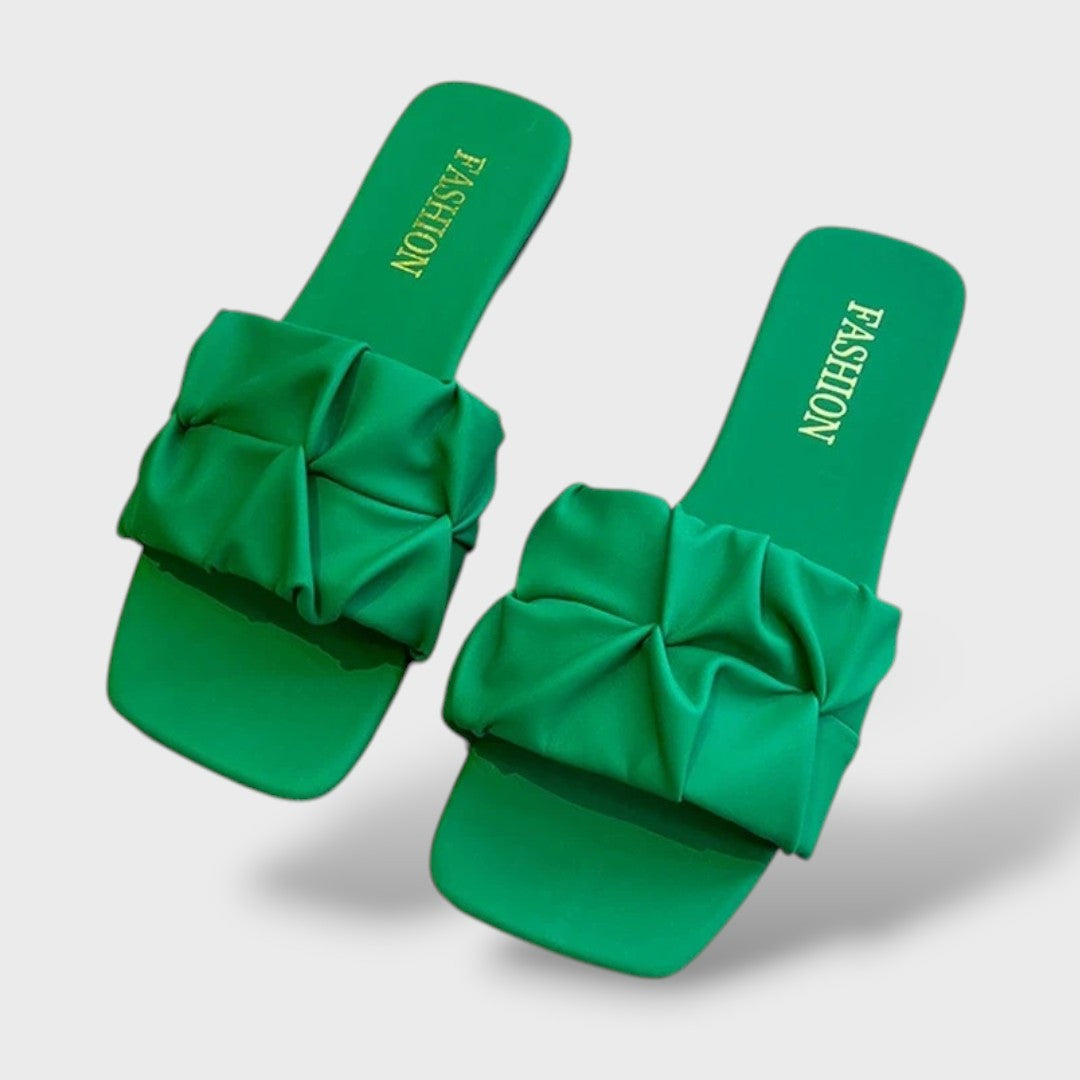 Sandalias Planas Tira Fruncida Estilo Coreano