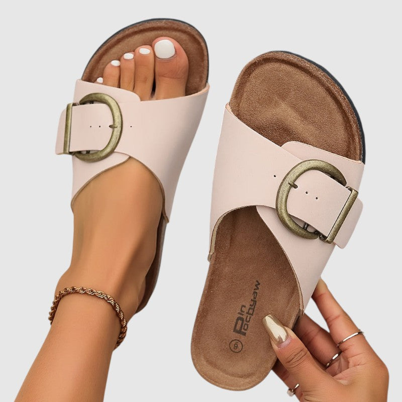 Sandalias de mujer en corcho con diseño de tiras ajustables