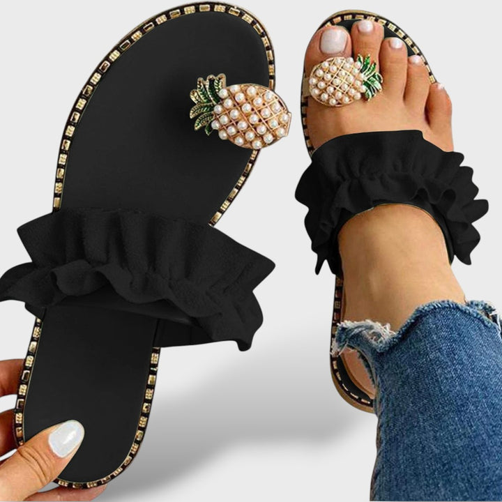 Sandalias Planas Boho Perlas Verano