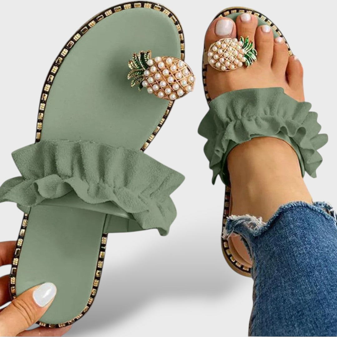 Sandalias Planas Boho Perlas Verano