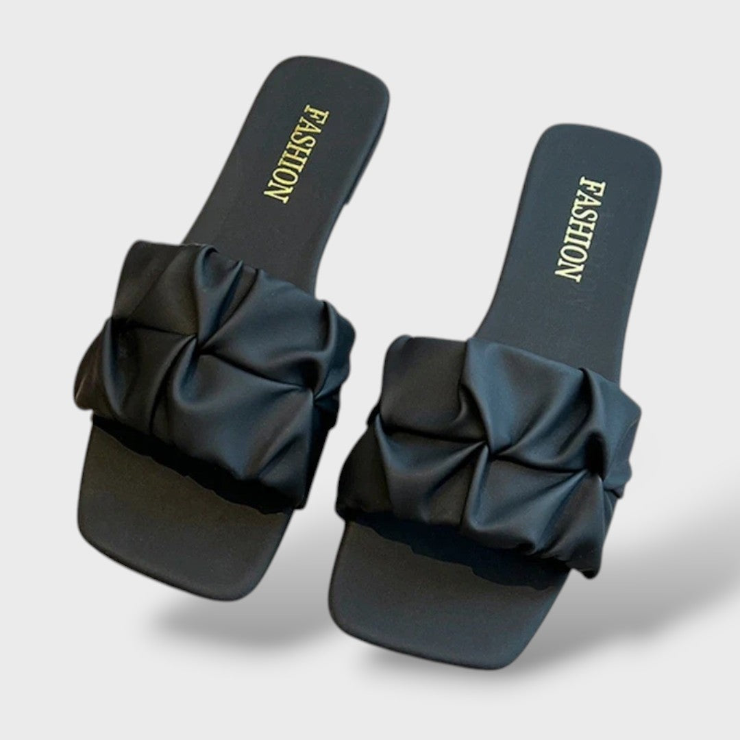 Sandalias Planas Tira Fruncida Estilo Coreano