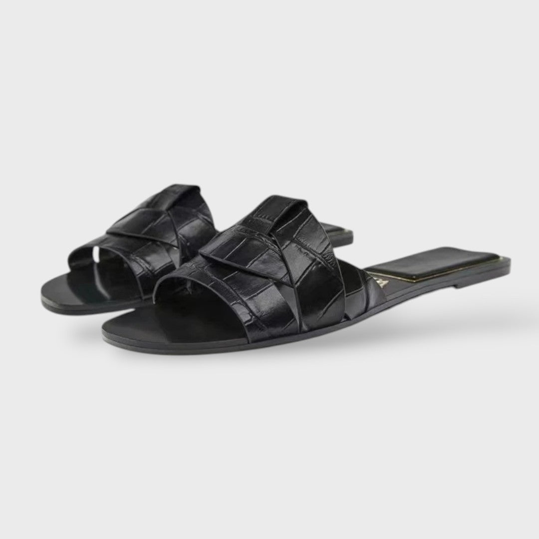 Sandalias Planas Piel Tiras Cruzadas Mujer