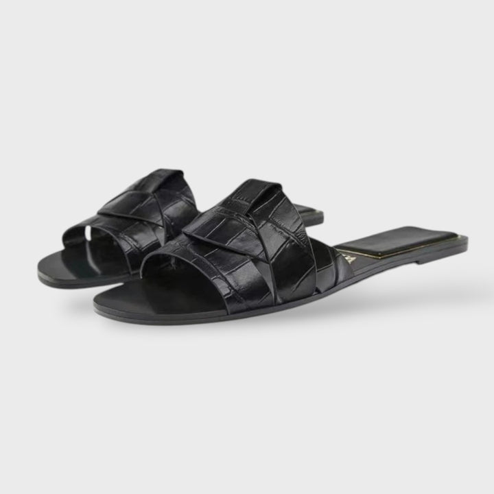 Sandalias Planas Piel Tiras Cruzadas Mujer