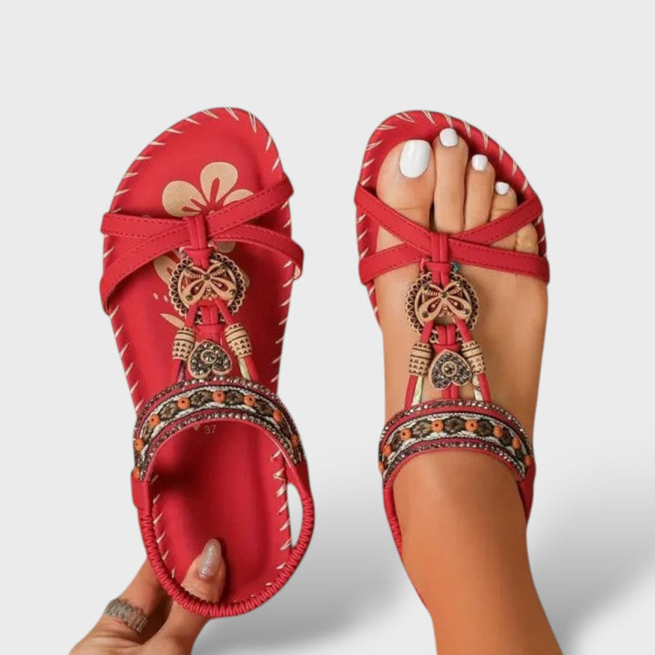 Sandalias Ortopédicas Boho Cuentas Mariposa