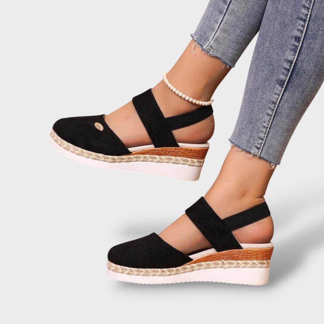 Sandalias Plataforma Esparto Puntera Cerrada Mujer