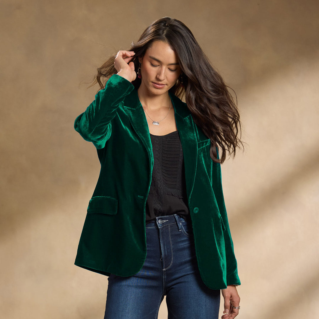 Blazer de terciopelo corte entallado