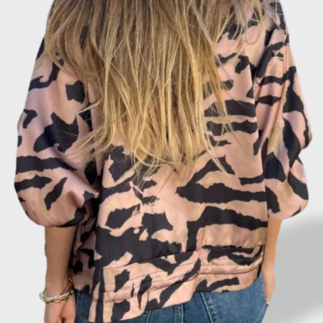 Valeria™ | Chaqueta con Cremallera y Estampado de Cebra