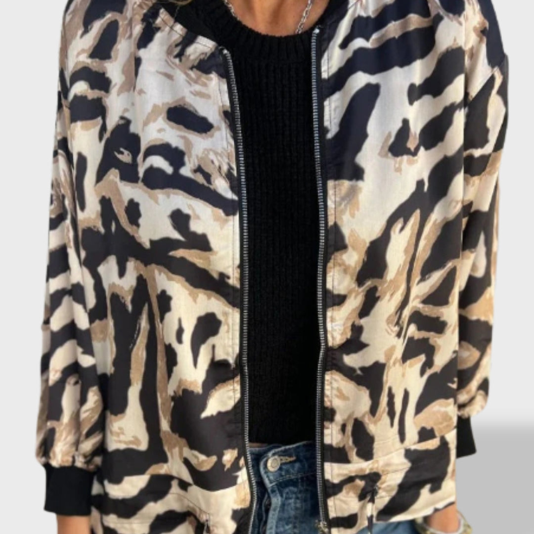 Valeria™ | Chaqueta con Cremallera y Estampado de Cebra