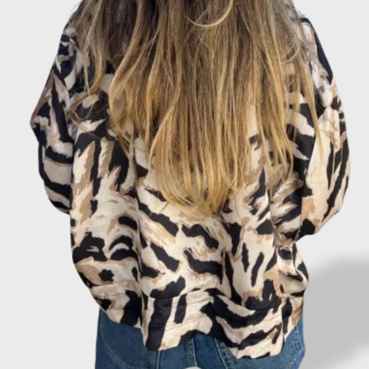 Valeria™ | Chaqueta con Cremallera y Estampado de Cebra