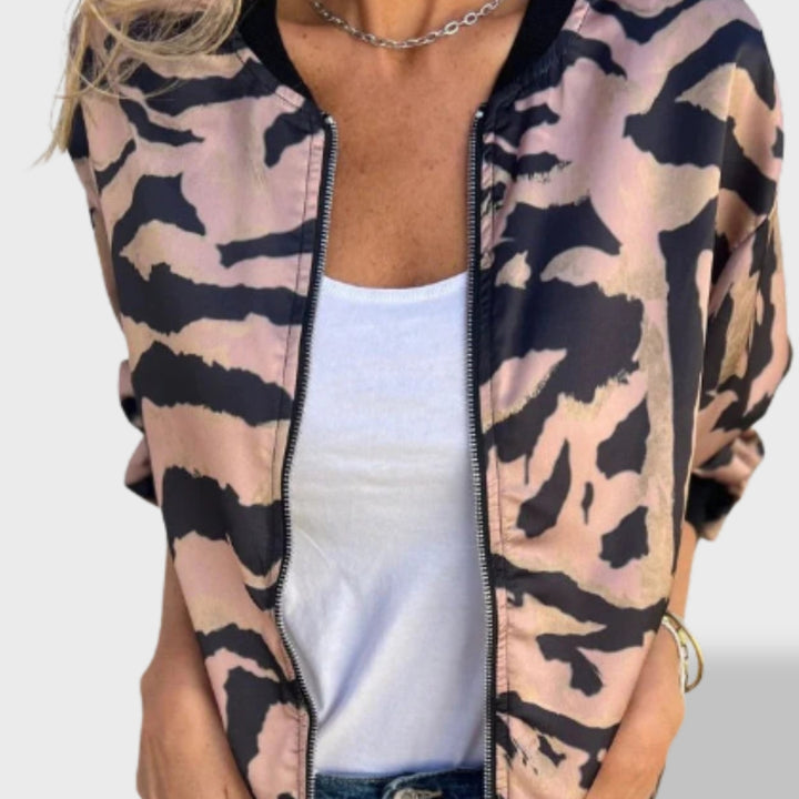 Valeria™ | Chaqueta con Cremallera y Estampado de Cebra