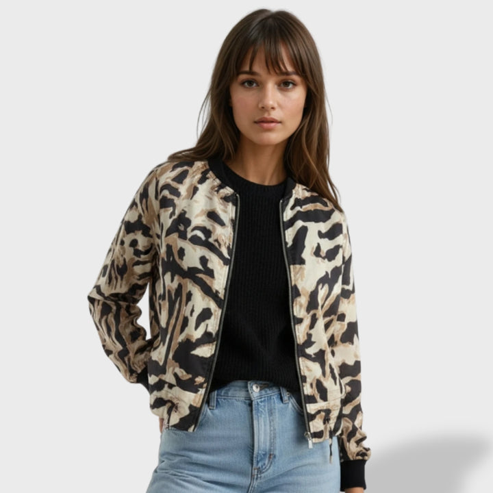 Valeria™ | Chaqueta con Cremallera y Estampado de Cebra