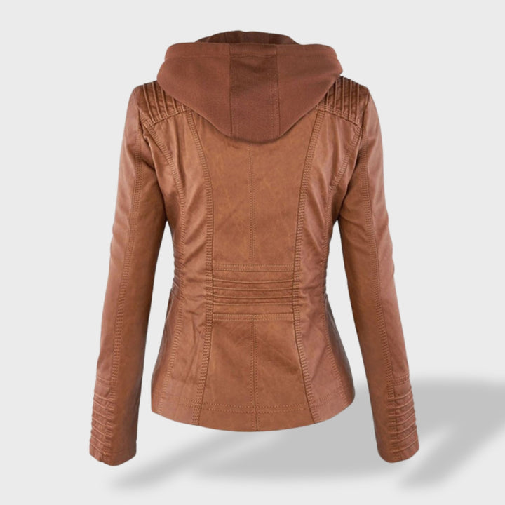 Lucía™ | Chaqueta de cuero para mujer con capucha