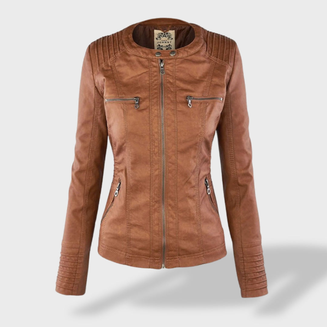 Lucía™ | Chaqueta de cuero para mujer con capucha
