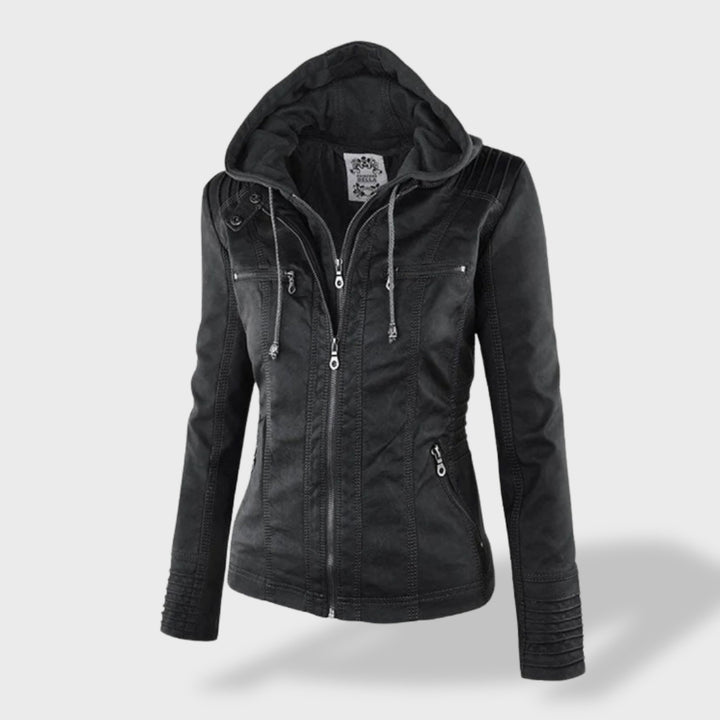Lucía™ | Chaqueta de cuero para mujer con capucha