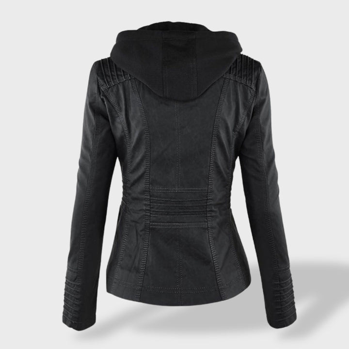 Lucía™ | Chaqueta de cuero para mujer con capucha