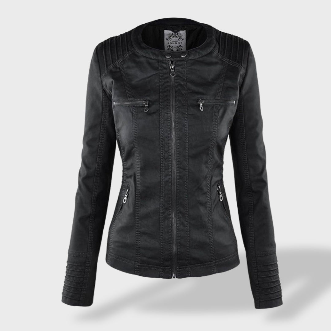 Lucía™ | Chaqueta de cuero para mujer con capucha