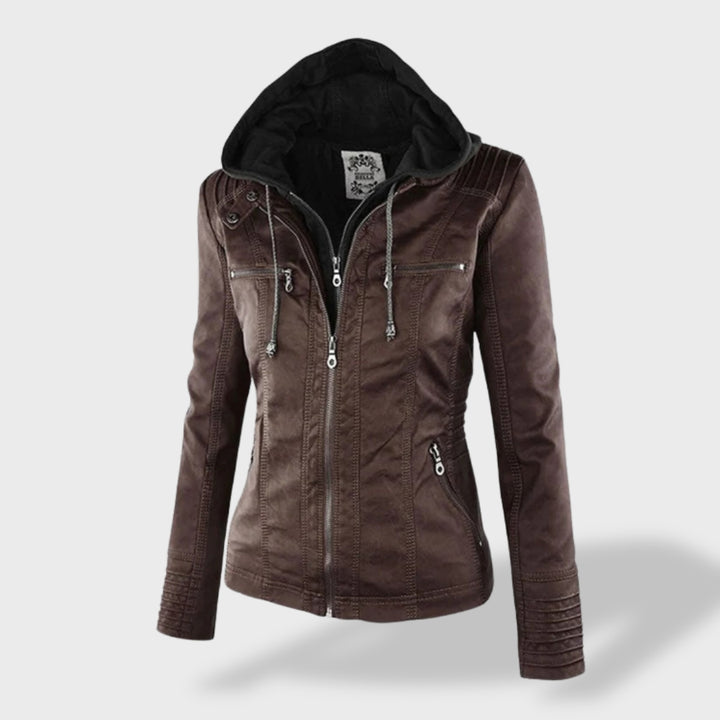 Lucía™ | Chaqueta de cuero para mujer con capucha