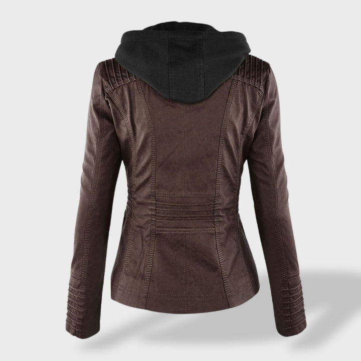 Lucía™ | Chaqueta de cuero para mujer con capucha