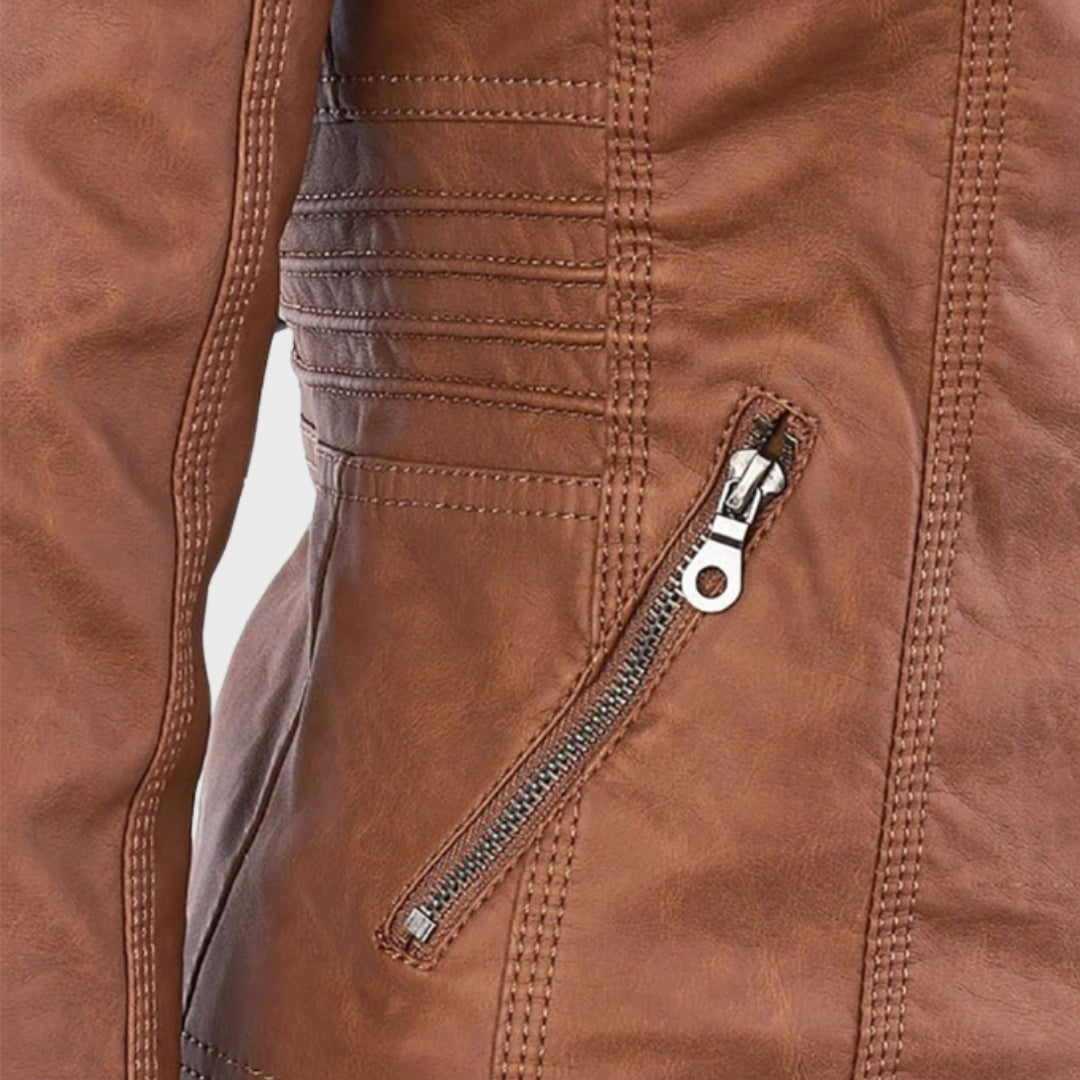 Lucía™ | Chaqueta de cuero para mujer con capucha