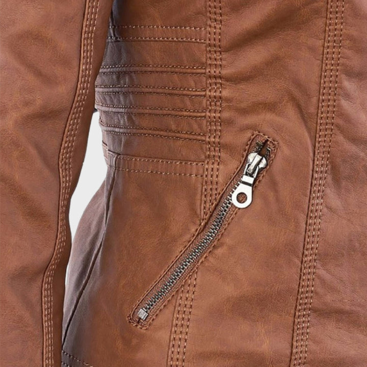 Lucía™ | Chaqueta de cuero para mujer con capucha