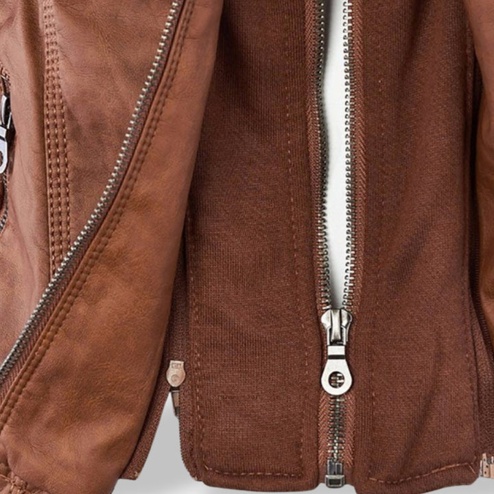 Lucía™ | Chaqueta de cuero para mujer con capucha