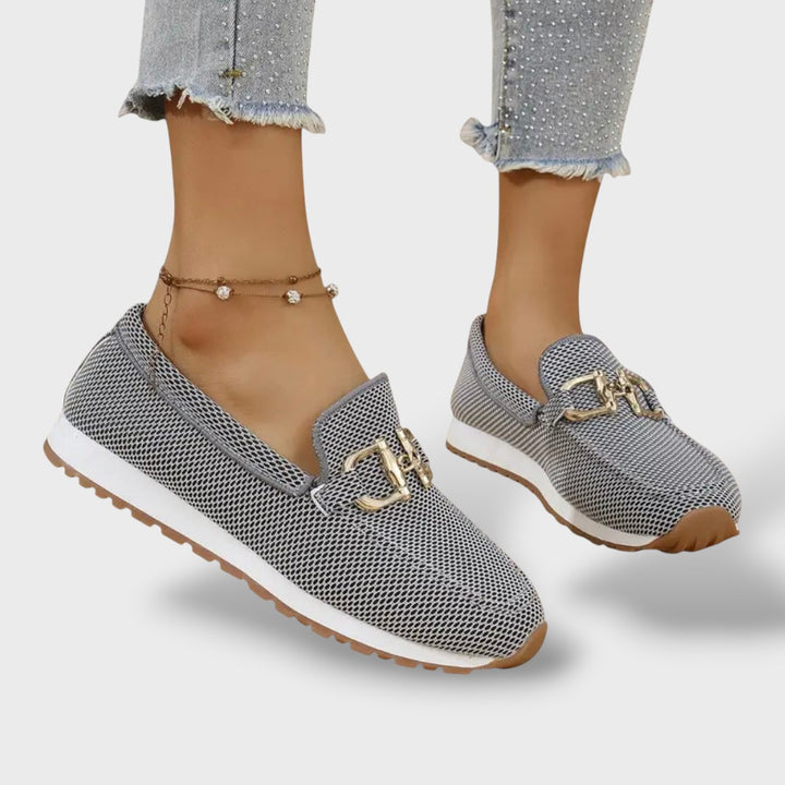 Mocasines Ortopédicos Mesh Herraje Dorado Plataforma
