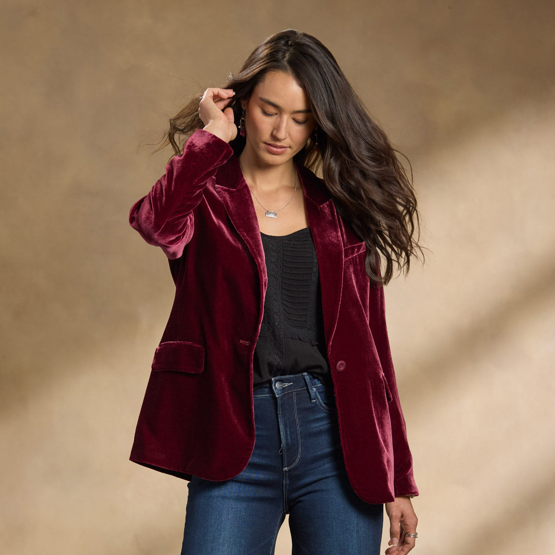 Blazer de terciopelo corte entallado