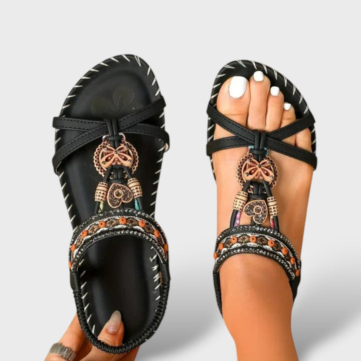 Sandalias Ortopédicas Boho Cuentas Mariposa